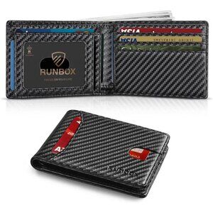 Mens Leather Wallet RFID Slim Bifold Credit Card Holder Minimalist Front Pocket